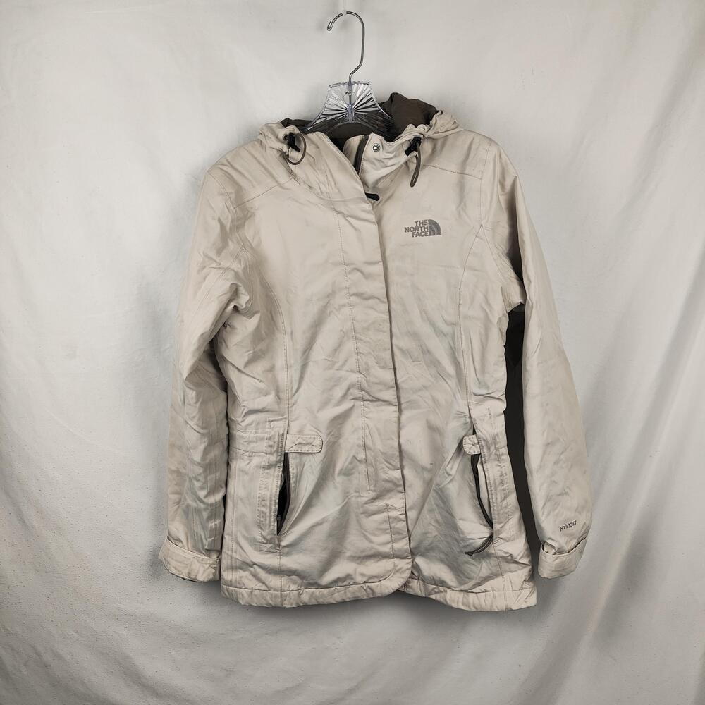 The North Face Jacket Womens XS White HyVent Hooded Rain Waterproof Zip Pockets
